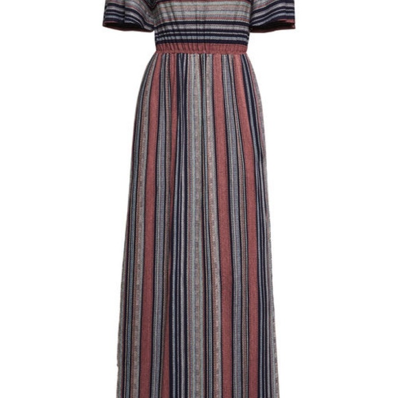 BCBG Charla Striped Off-The-Shoulder Maxi Dress - Picture 1 of 4
